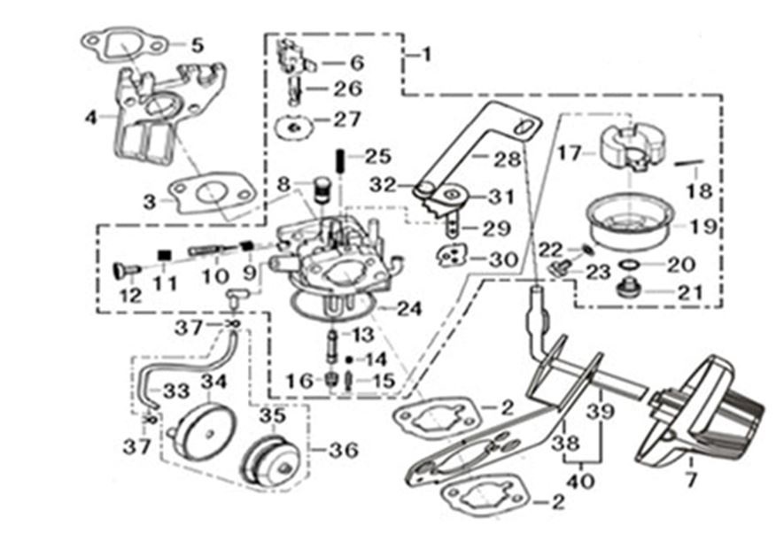 ЗАПЧАСТИ ДЛЯ ДВИГАТЕЛЯ LC170FDS (КАРБЮРАТОР)
